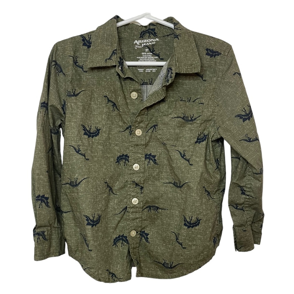 Arizona Jeans Button Up Dinosaur Shirt Size 5T EUC